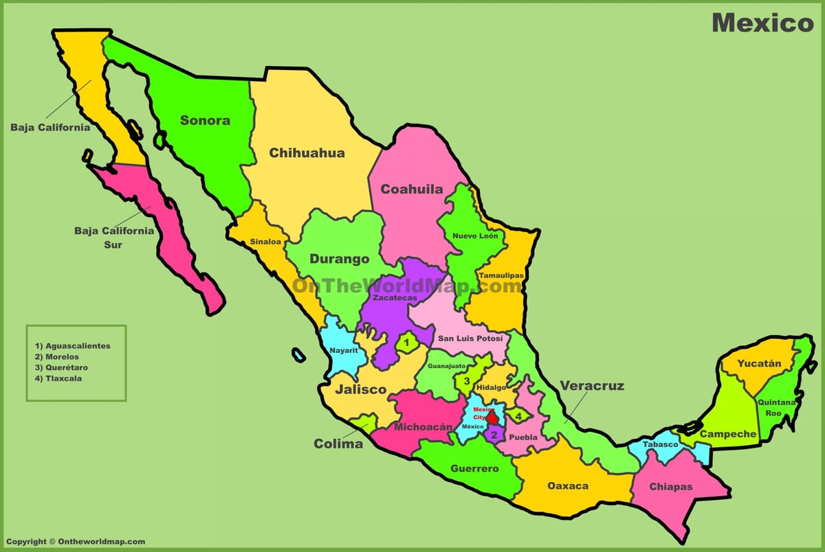 carte d'état du Mexique