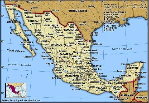 l'est du Mexique carte