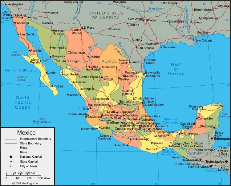 l'ouest de Mexico carte