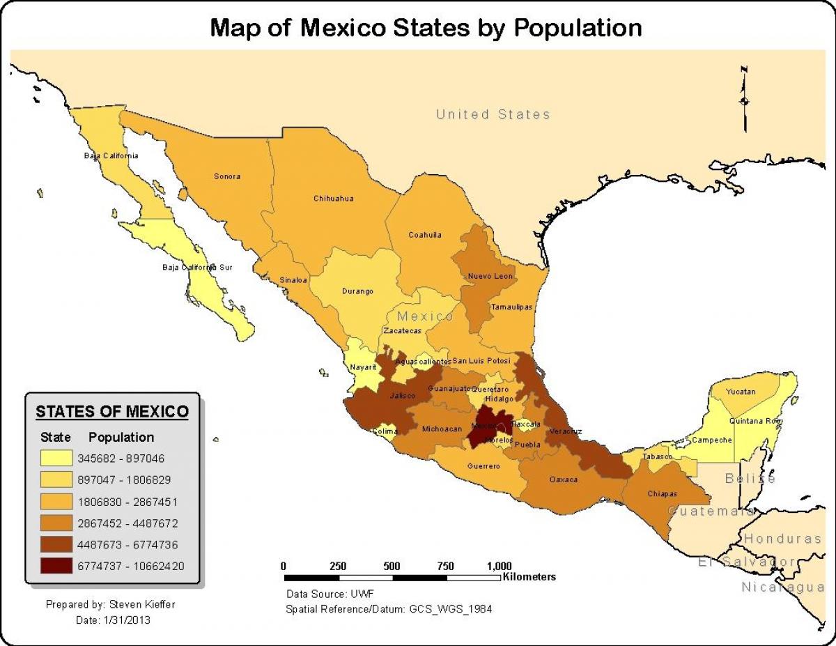 Le mexique carte de la population