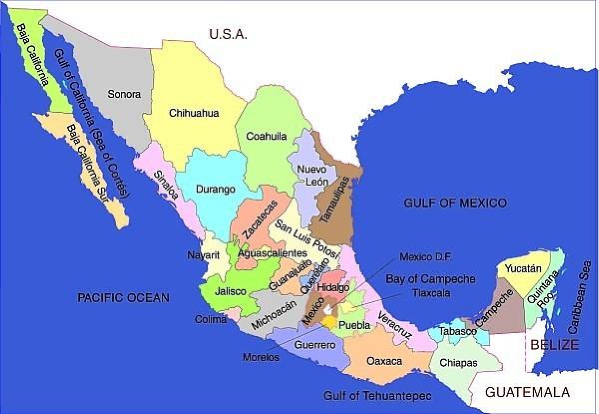 la carte du Mexique états