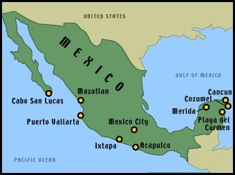 carte des hôtels du mexique