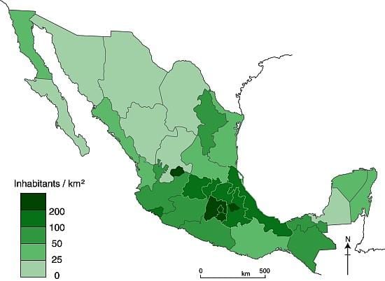 la densité de la population de la carte du Mexique
