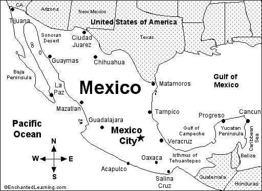 carte du Mexique écoles
