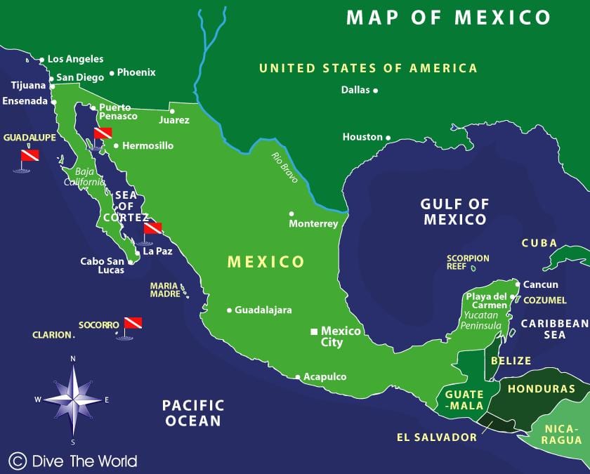 carte du Mexique îles