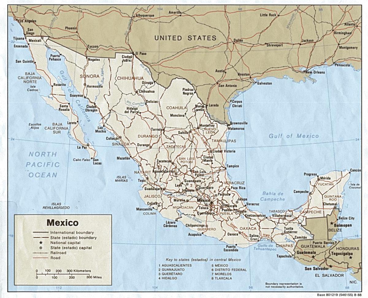 carte de la côte du Mexique