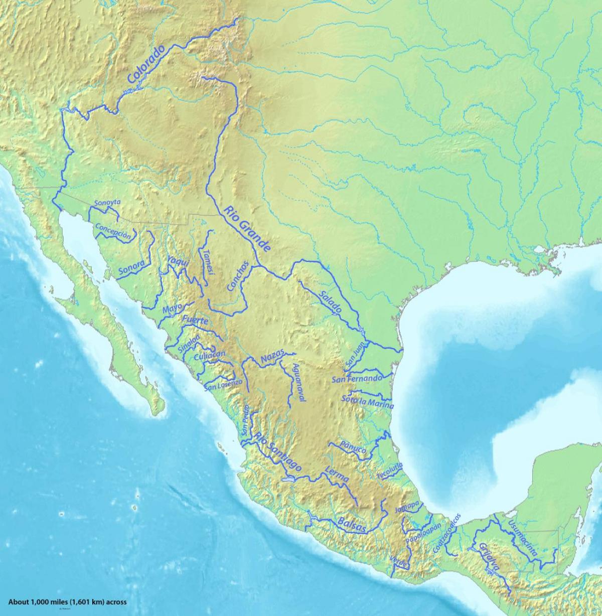 carte du Mexique rivière