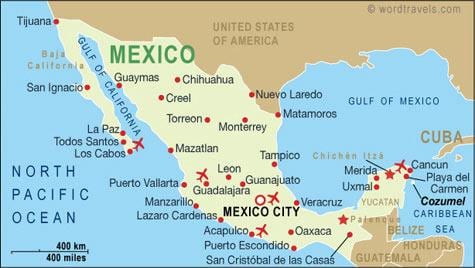 Le mexique de l'aéroport international de la carte