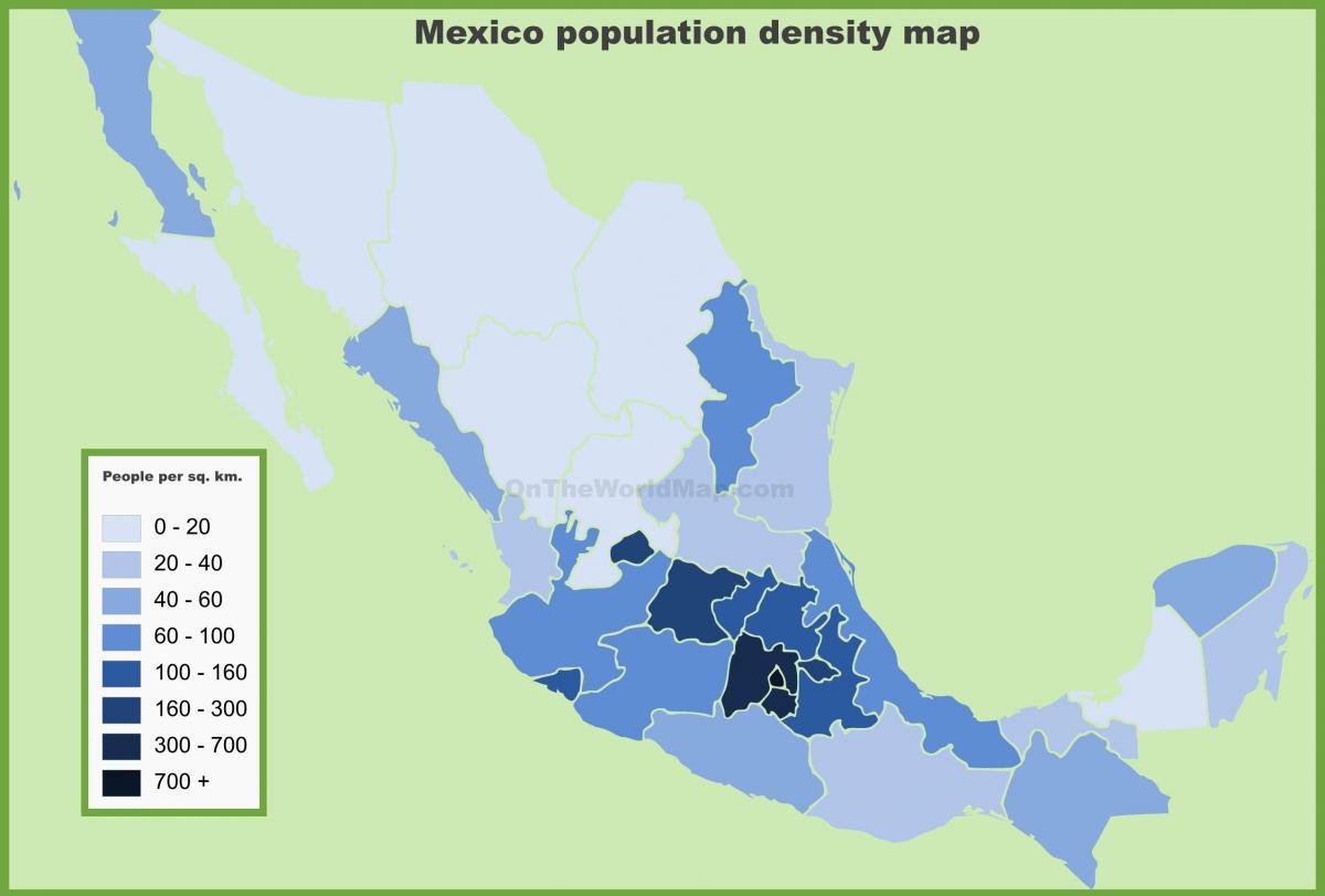 la densité de la population de la carte du Mexique