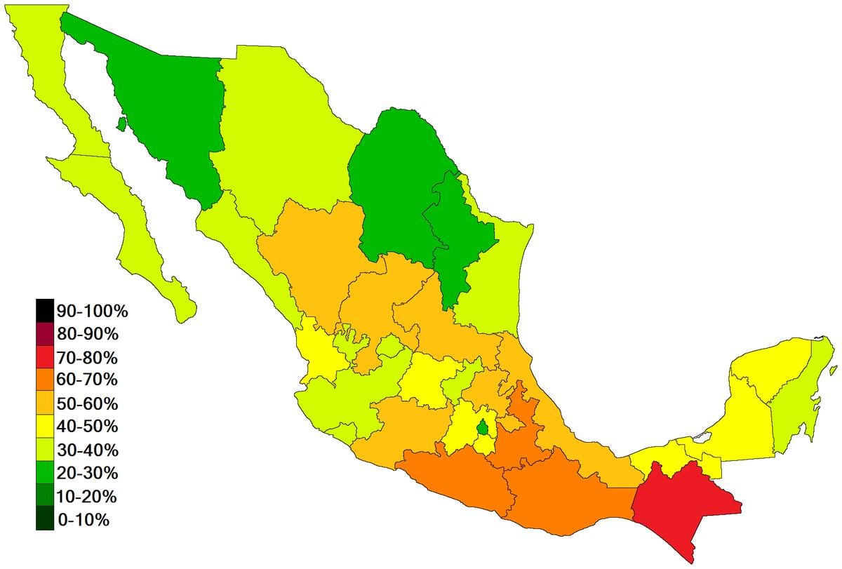 carte du Mexique de la pauvreté