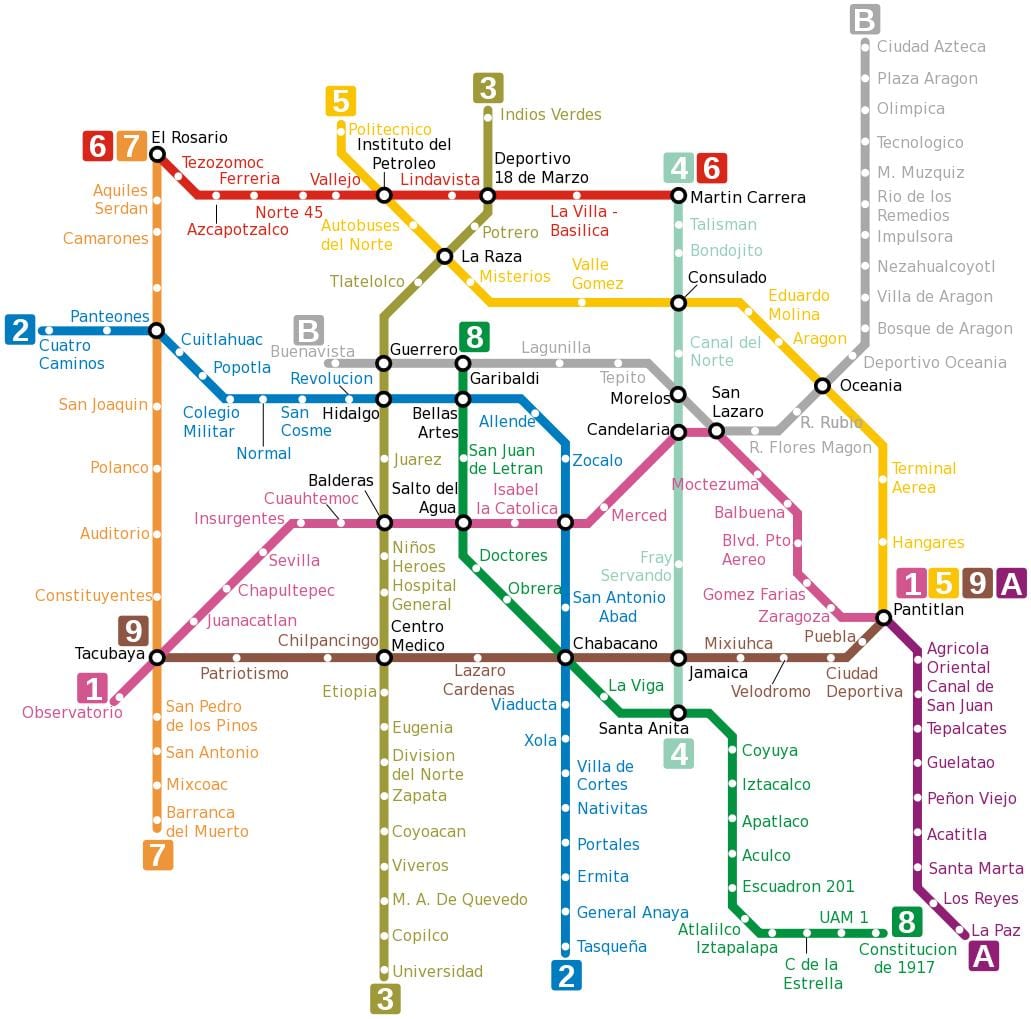 plan de métro de Mexico