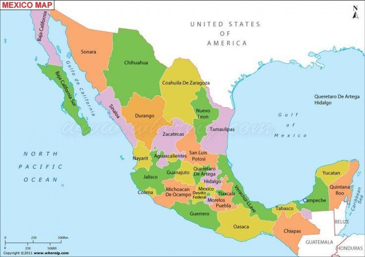 carte du Mexique états