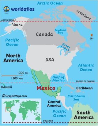 Le mexique dans la carte du monde