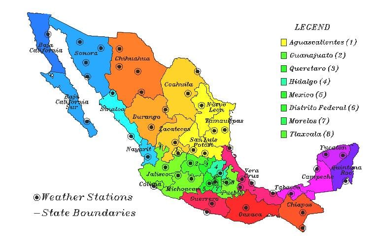 carte météo du Mexique