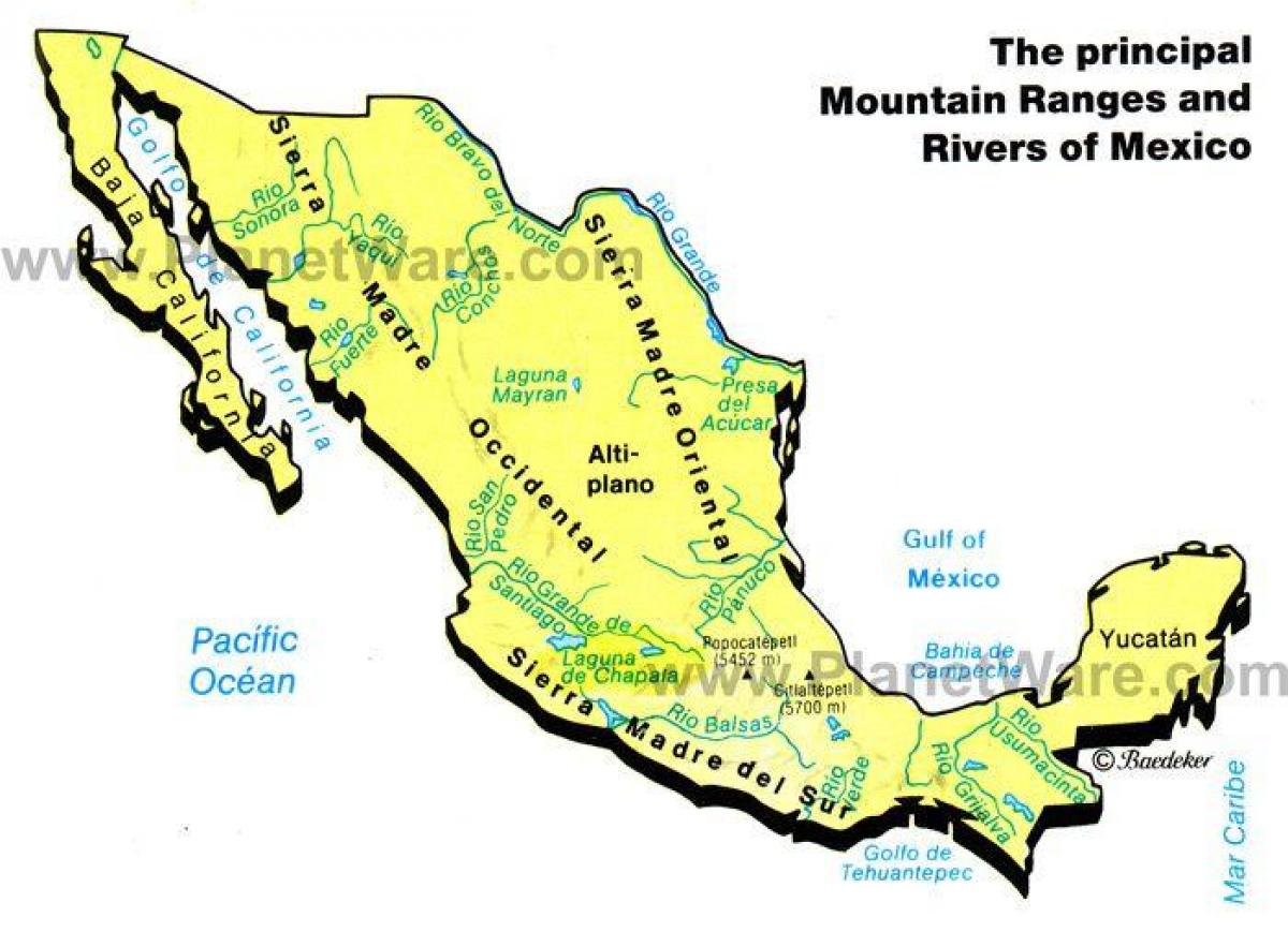 carte du Mexique chaînes de montagnes