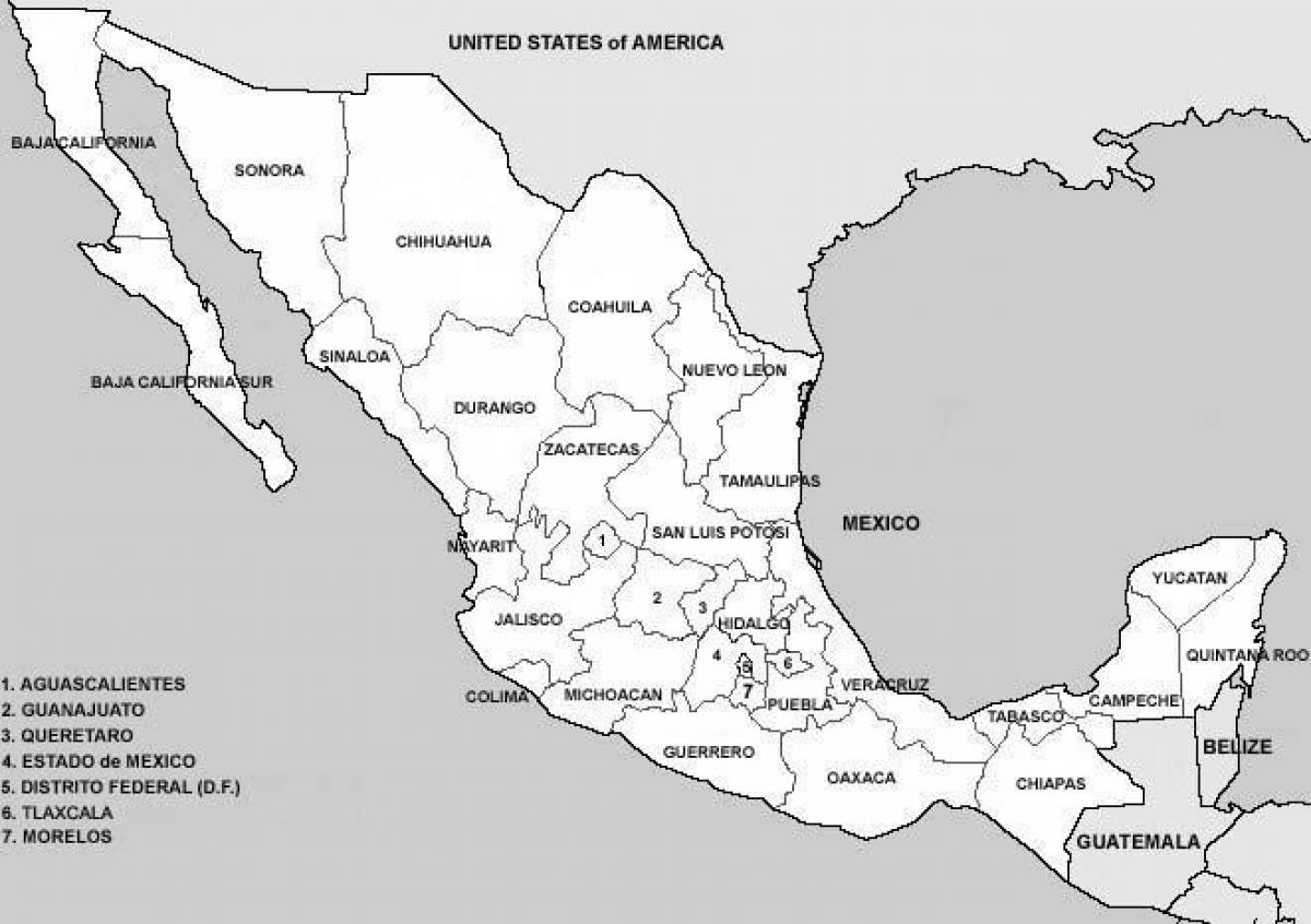 carte du Mexique comtés