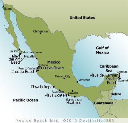 de la côte est du Mexique carte