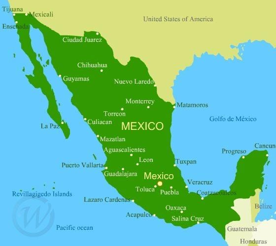 la côte ouest du Mexique carte