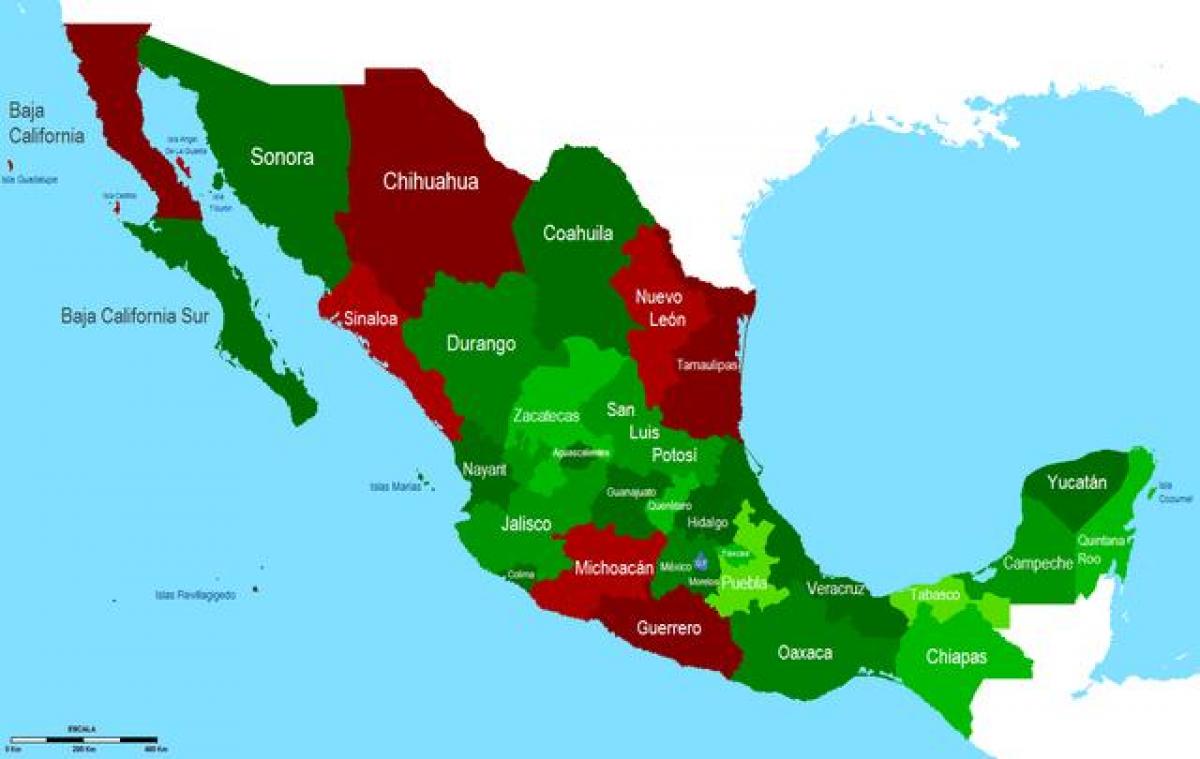 carte du Mexique sécurité