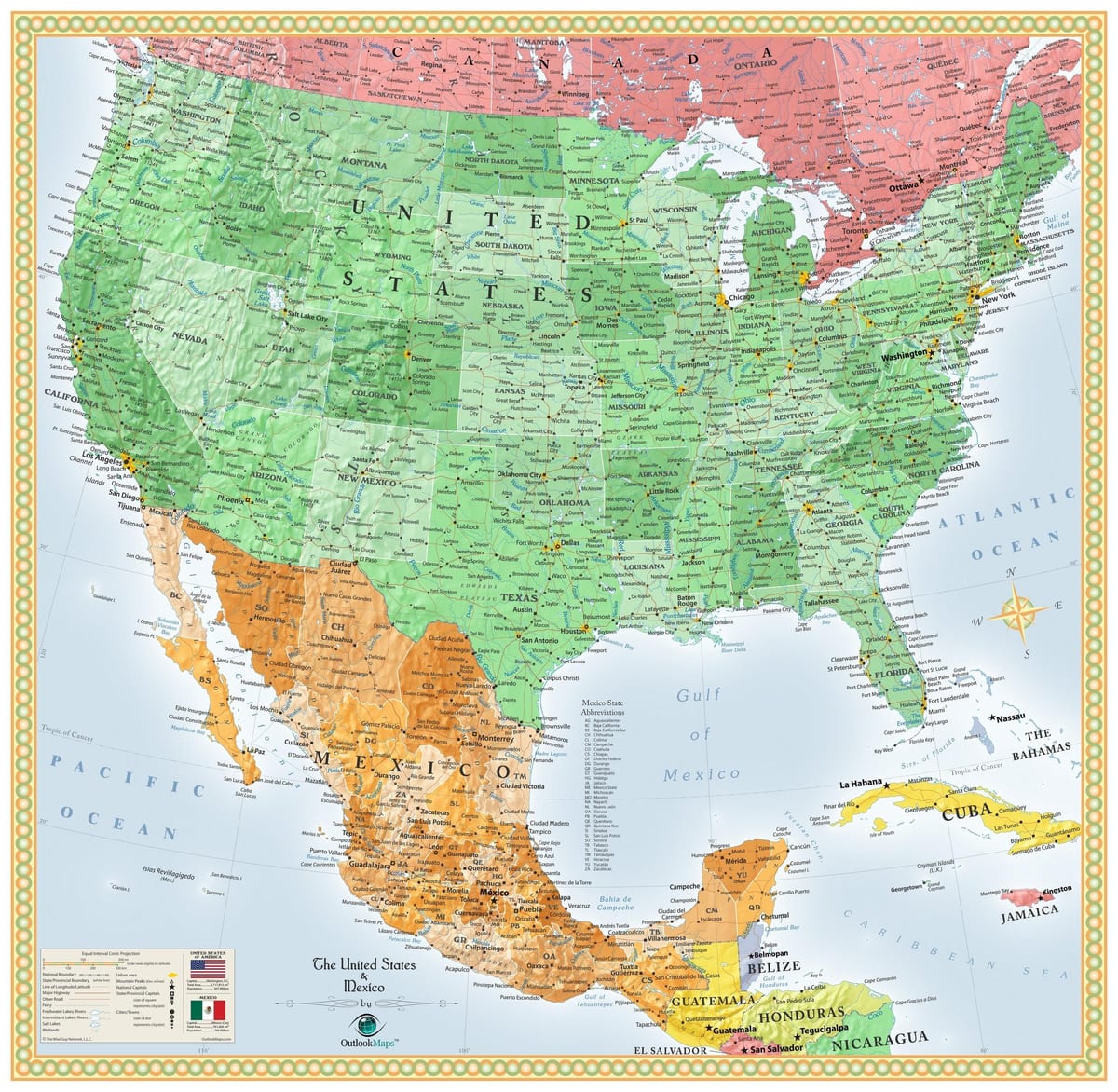 états-unis & Mexique carte