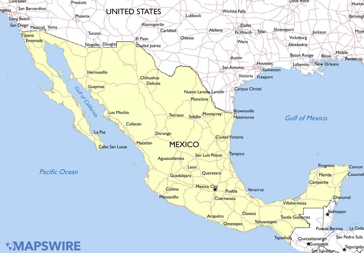 carte du Mexique monuments