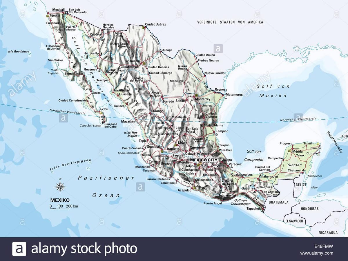 carte du Mexique océan