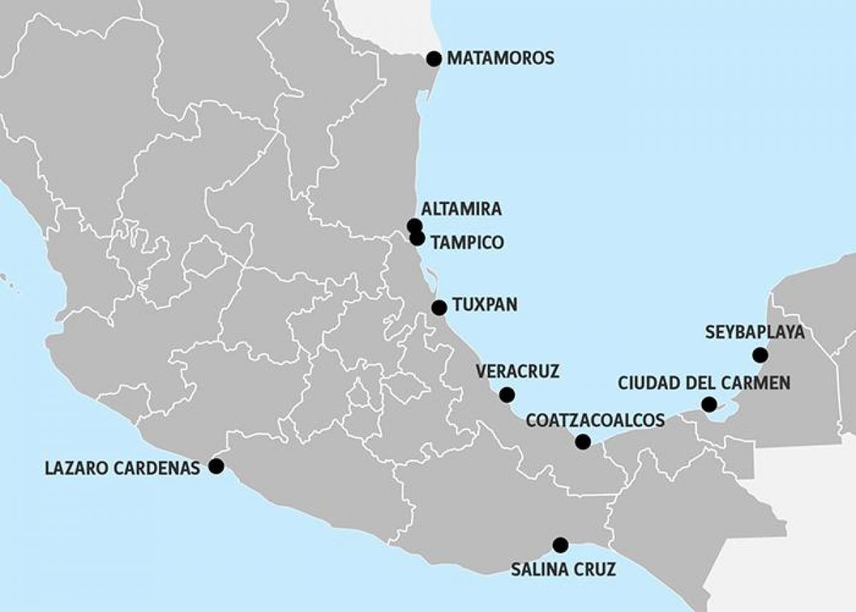 carte du Mexique ports