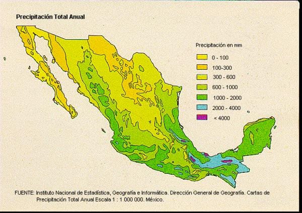 carte du Mexique précipitations