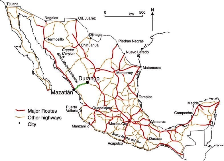 mexicain de la route à péage de la carte