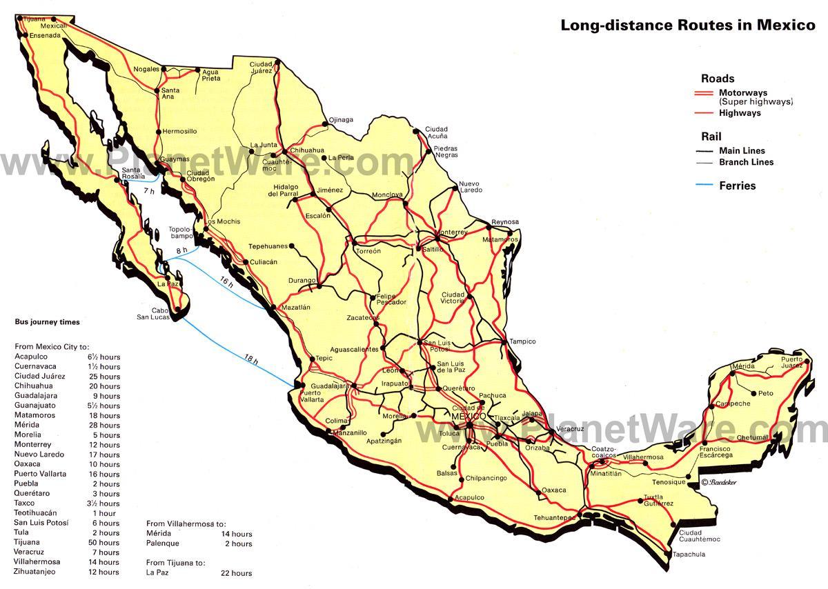 l'autoroute de la carte du Mexique