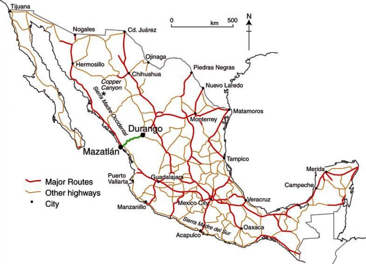 mexicain de la route à péage de la carte