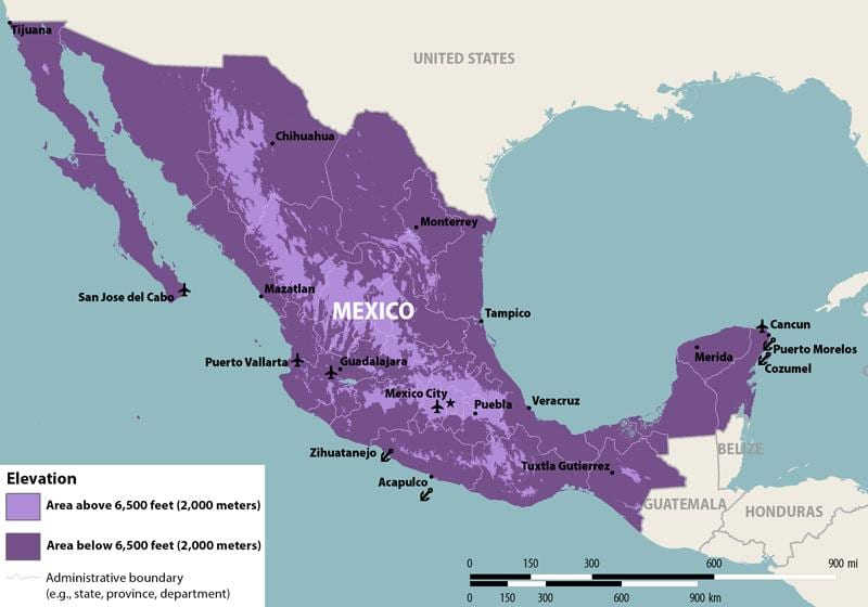 carte du Mexique zika