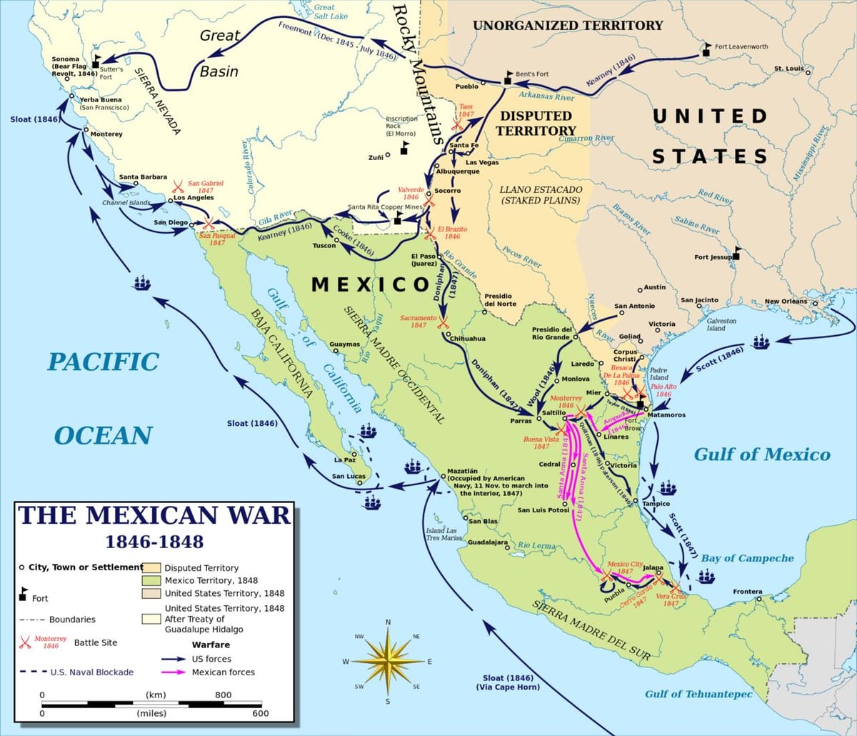 carte de la guerre du mexique carte