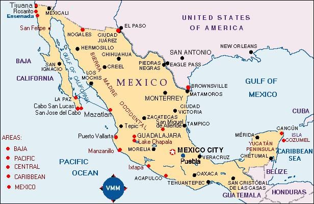 Le mexique carte de vacances