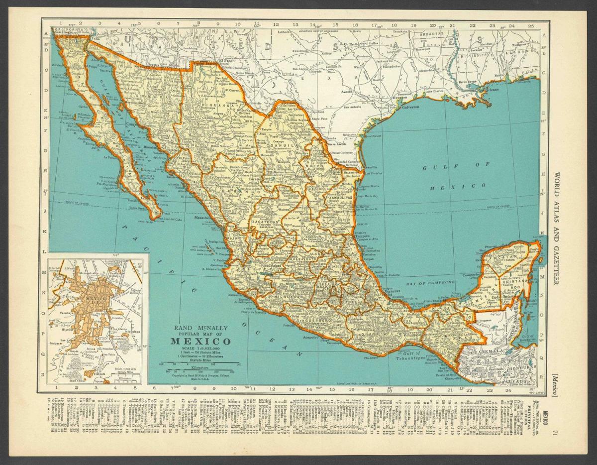 vintage carte du Mexique