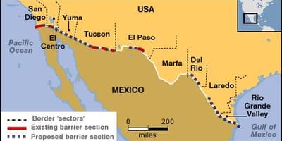 Carte de la frontière mexicaine