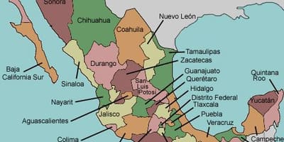 Carte des états du Mexique