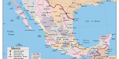 Le mexique carte avec les principales villes
