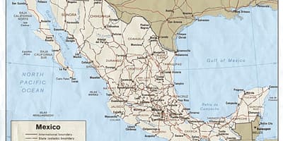 Le nord du Mexique carte