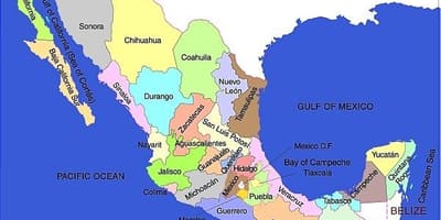 La carte du Mexique états