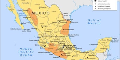 La côte du Mexique carte