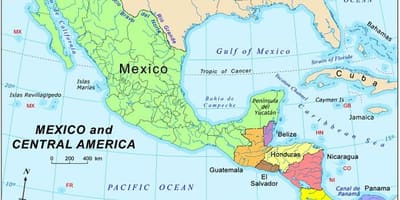 Carte du Mexique et de l'amérique centrale