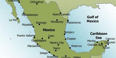 Plages du Mexique carte