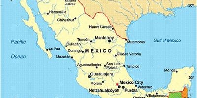 Le mexique villes côtières de la carte