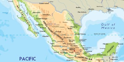 Carte physique du Mexique