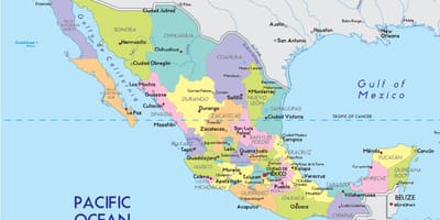 Carte de la côte ouest du Mexique
