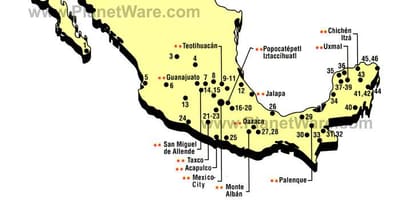 Le mexique attractions de la carte