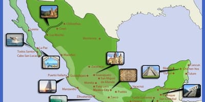 Carte du Mexique destinations touristiques