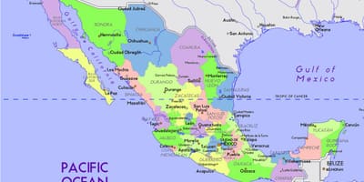 Le mexique carte avec le capital