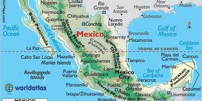 Le mexique carte des monts